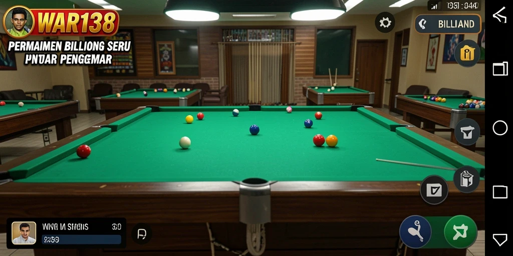 Tampilan utama WAR138 yang menawan dengan antarmuka permainan Billiard.
