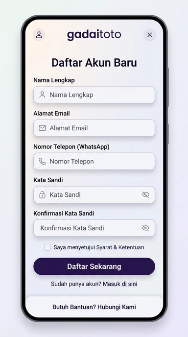 Tampilan halaman daftar gadaitoto